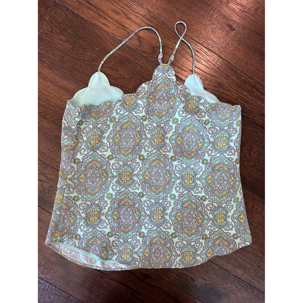 J.Crew Scalloped Cami Mint Green Paisley Medallion Tank Top H4921 Womens 4 - Picture 4 of 6